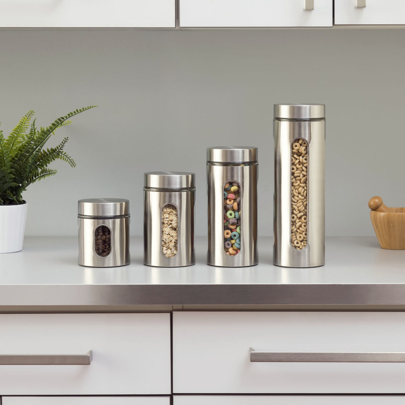 Wayfair Basics 4 Piece Stainless Steel Kitchen Canister